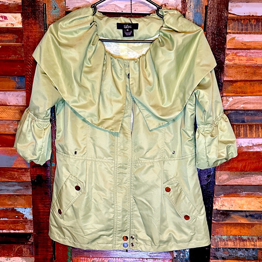 Anthropologie Luii Green short Trench Coat lightweight medium